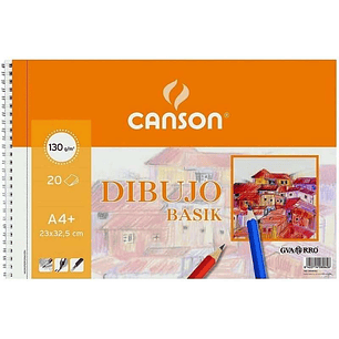 Canson Basik Cuaderno de Dibujo A4+ - 20 Hojas Microperforadas 130g/m² - Color Blanco