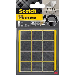 Scotch Pack de 12 Almohadillas de Fieltro Adhesivas - Ultra Resistentes - 24x22mm - Color Blanco/Gris