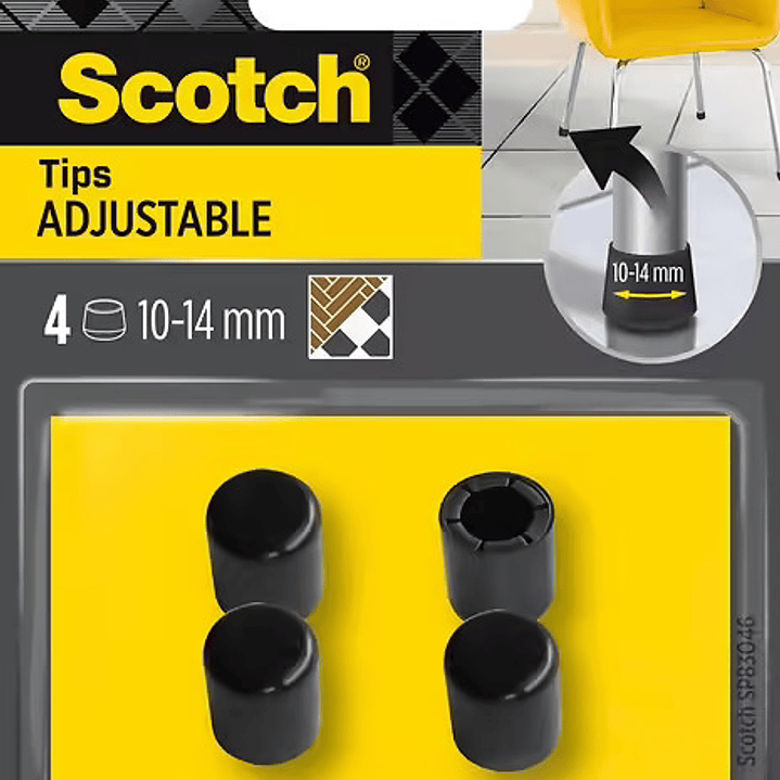 Scotch Pack de 4 Conteras Ajustables - Diametro de 10-14mm - Color Negro 1