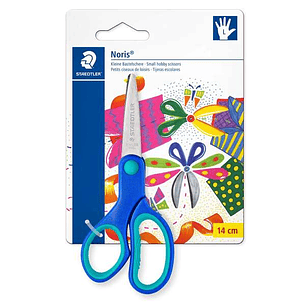 Staedtler Noris 965 Tijera Escolar de Seguridad Zurdos - Agarre Ergonomico Suave - Cuchillas Romas - Longitud 14cm