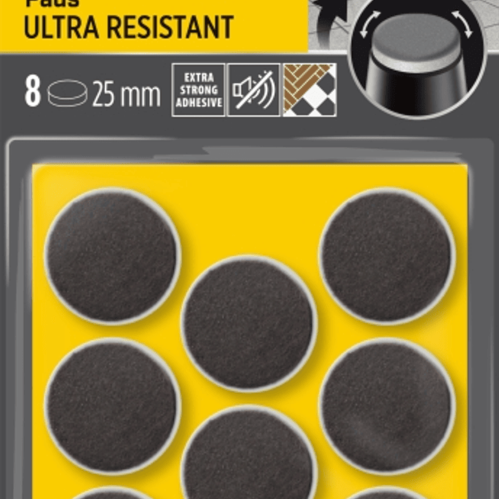 Scotch Pack de 8 Almohadillas de Fieltro Adhesivas - Ultra Resistentes - Diametro de 25mm - Color Blanco/Gris 1