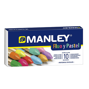 Manley Pack 10 Ceras Manley Colores Especiales (Fluo+Pastel) - Ceras Blandas de Trazo Suave - Gran Variedad de Tecnicas y Aplicaciones - Colorido Espe