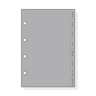 Finocam C164 Indice Alfabetico para Agendas Classic - 8 Solapas - Formato 601 - 66x89x3mm - PVC - Color Gris