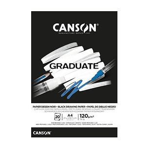 Canson Graduate Black Bloc Encolado de 20 Hojas A5 - 120g - Grano Fino - Color Negro