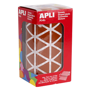 Apli Gomets Triangulares Marron 20x20x20mm - 59 Hojas Pretroqueladas - 2832 Gomets por Rollo - Ideal para Escuelas y Talleres Infantiles - Adhesivo Ba