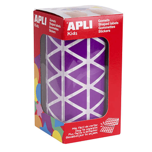 Apli Gomets Triangulares Lila 20x20x20mm - 59 Hojas Pretroqueladas - 2832 Gomets por Rollo - Ideal para Escuelas y Talleres Infantiles - Desarrolla Ha