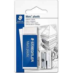 Staedtler Pack de 1 Goma de Borrar Mars Plastic + 1 Sacapuntas de Metal 510