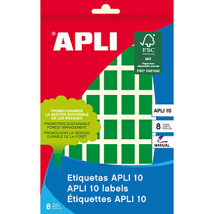 Apli Etiquetas 10 Verdes 12 x 18mm 8 Hojas
