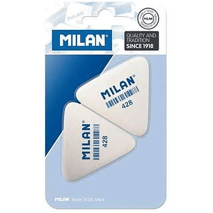 Milan 428 Pack de 2 Gomas de Borrar Triangulares - Miga de Pan - Suave Caucho Sintetico - Color Blanco