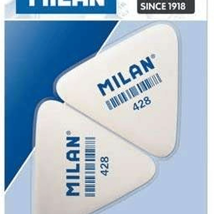 Milan 428 Pack de 2 Gomas de Borrar Triangulares - Miga de Pan - Suave Caucho Sintetico - Color Blanco 1