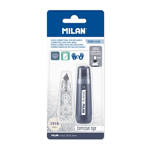 Milan 430 Since 1918 Cinta Correctora - Presentacion en Blister - Incluye Recambio - 5mm x 6m - Color Azul