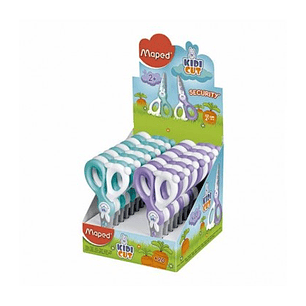 Maped Kidikut Tijera Escolar Punta Redonda 12cm - Cuchillas en Fibra de Vidrio - Mango de Plastico Simetrico - Colores Surtidos