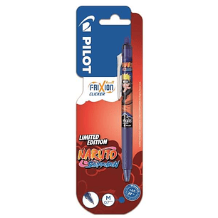 Pilot Frixion Clicker Naruto Shippuden Boligrafo de Gel Retractil Borrable - Punta de Bola 0.7mm - Trazo 0.4mm - Grip de Agarre - Color Azul