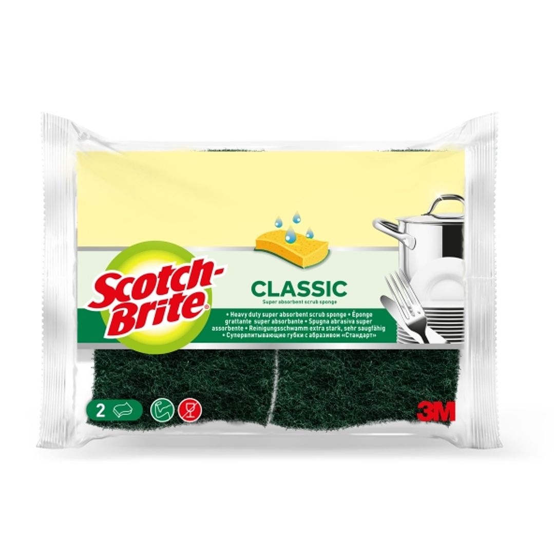 Scotch-Brite Classic Pack de 2 Estropajos de Cocina - Celulosa - Color Verde Oscuro 1