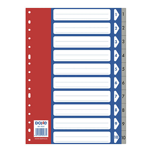 Dohe Separadores para Archivadores y Carpetas de Anillas - 120 Micras - Polipropileno Resistente - Multitaladro de 16 Perforaciones - Bolsa Autoadhesi