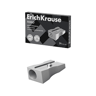 Erichkrause Ferro Sacapuntas de Aluminio con Agarre Ergonomico - Orificio de 8mm - Cuchilla de Acero al Carbono - Color Aluminio