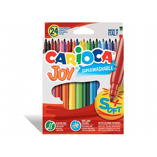 Carioca Joy Pack de 24 Rotuladores - Tinta Superlavable - Punta Fina 2.8mm - Punta Bloqueada - Tapa Ventilada - Color Varios