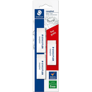 Staedtler Rasoplast 526 Pack de 3 Gomas de Borrar - Borrado de Alta Calidad - Minimos Residuos - Color Blanco