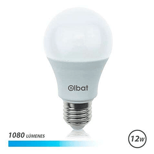 Elbat Bombilla LED - Potencia 12W - Lumenes 1080 - Tipo de Luz 6500K Luz Fria - Casquillo E27 - Angulo 220º - Dimensiones 60X120mm - 30.000 Horas de V