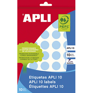 Apli Etiquetas 10 Azules Ø 19mm 8 Hojas