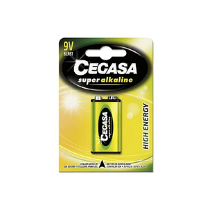 Cegasa Super Alkaline Pack de 1 Pila 6LR61 9V - Alta Tecnologia - Fiabilidad - Elevado Rendimiento - Maximas Prestaciones