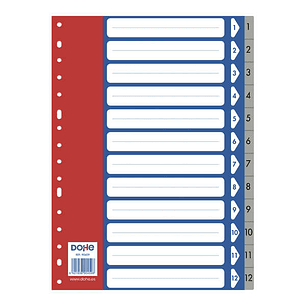 Dohe Separadores para Archivadores y Carpetas de Anillas - 120 Micras - Polipropileno Resistente - Multitaladro de 16 Perforaciones - Bolsa Autoadhesi