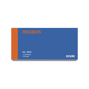Dohe Talonario de Recibos - Tercio Apaisado - 100 Hojas Preimpresas a 2 Tintas - Sencillo