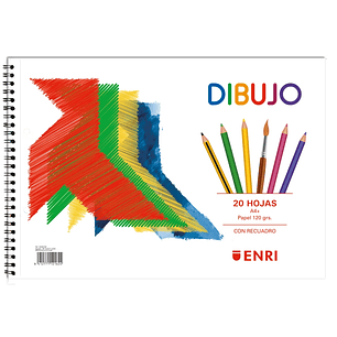 Enri Pajarita Bloc de Dibujo A4+ Tapa Blanda - 20 Hojas 120gr - Microperforado - 2 Taladros con Recuadro