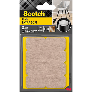 Scotch Pack de 8 Almohadillas de Fieltro Adhesivas - Extra Suaves - 35  x 24mm - Color Beige