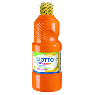 Giotto School Paint Tempera - 500ml - Lista para el Uso - Super Lavable - Botella Bio Pet - Color Naranja