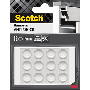 Scotch Pack de 12 Topes Adhesivos para Muebles - Antichoque - Diametro de 13mm - Color Transparente