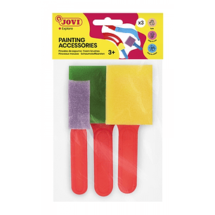 Jovi Painting Accessories Pack de 3 Pinceles de Espuma - Tamaños Diferentes - Especiales para Pintura de Dedos - Faciles de Limpiar con Agua y Jabon -