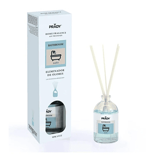 Prady Ambientador Mikado Neutralizador de Olores Para Baño - Frasco de Cristal 100 ml y Varitas Difusoras