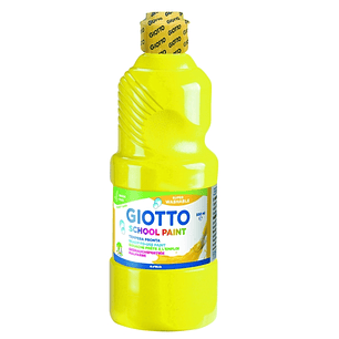Giotto School Paint Tempera - 500ml - Lista para el Uso - Super Lavable - Botella Bio Pet - Color Amarillo Primario