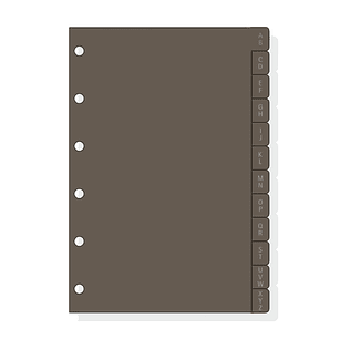 Finocam C261 Indice Alfabetico para Agendas Classic - 12 Solapas - Formato 602 - 83x114x3mm - PVC - Color Marron