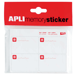 Apli Memory Sticker Pack de 140 Etiquetas Especial para Congelar 50x30mm - 35 Hojas x 4 Etiquetas - Cantos Romos - Adhesivo Removible Resistente hasta