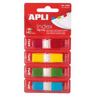 Apli Indices Adhesivos Film Zigzag 45x12mm 4 Dispensadores de 35 Indices de 4 Colores - Faciles de Aplicar - Adhesivo de Calidad - Diseño Zigzag - Org