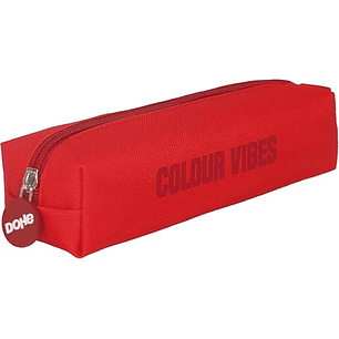 Dohe Colour Vibes Portatodo Cuadrado - Cierre con Cremallera y Tirador de Goma - Color Rojo