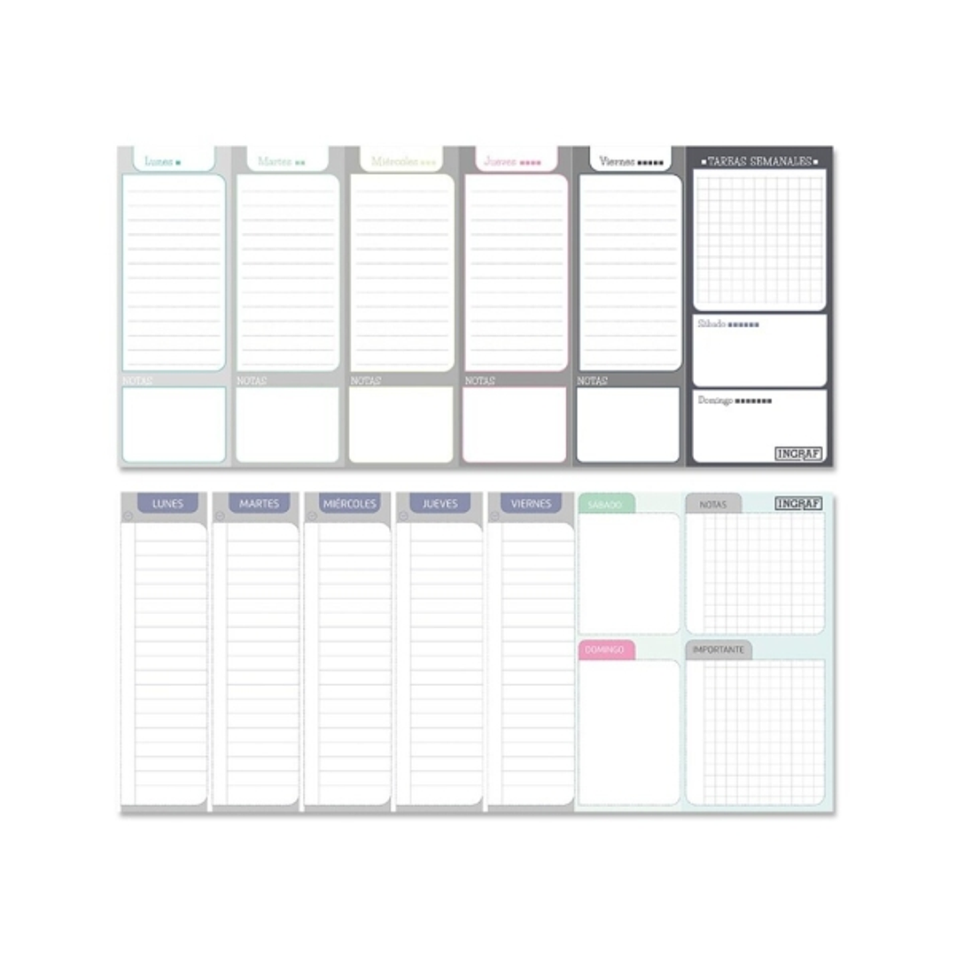 Ingraf Planificador Semanal Encolado - Medidas 29x13cm 1
