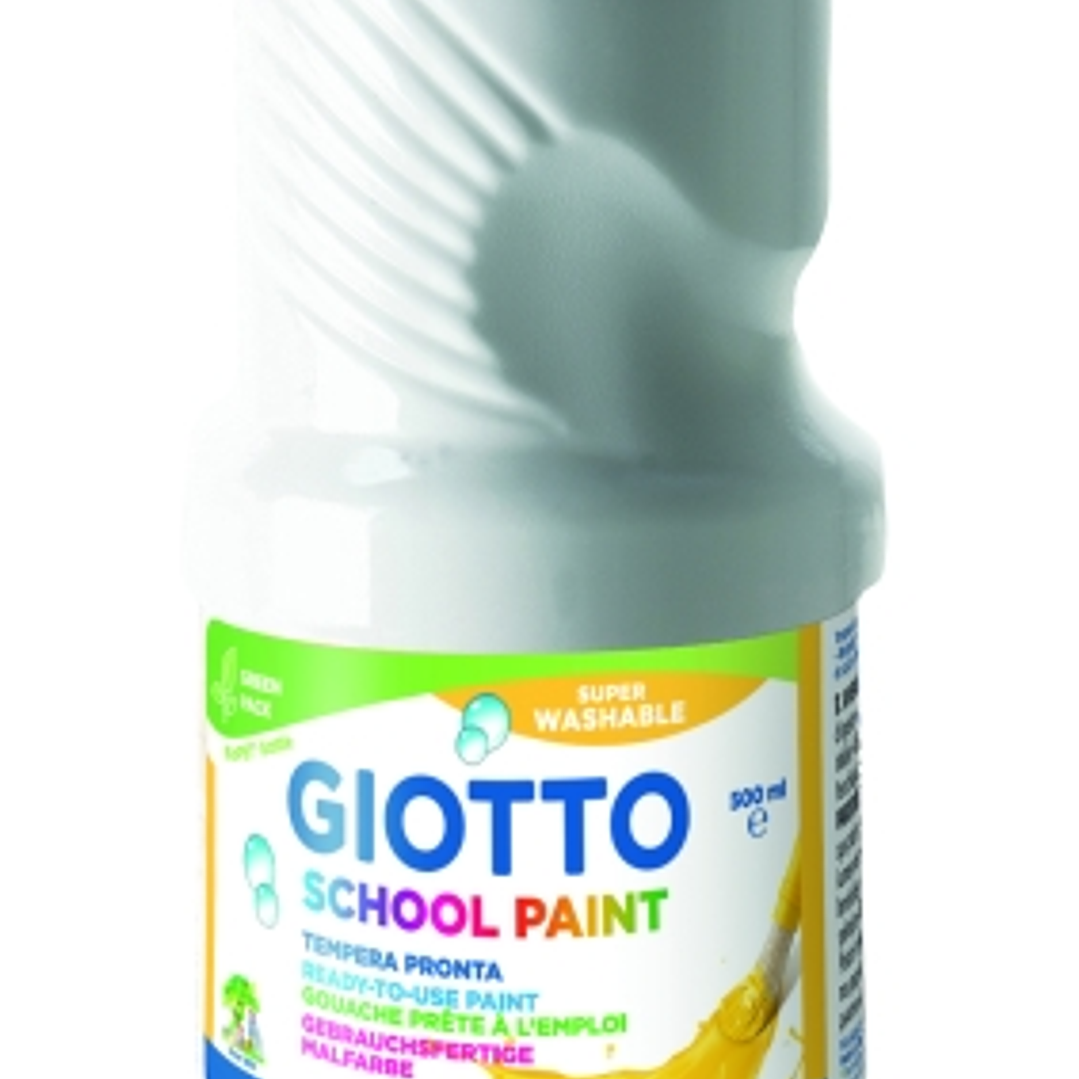 Giotto School Paint Tempera - 500ml - Lista para el Uso - Super Lavable - Botella Bio Pet - Color Blanco 1