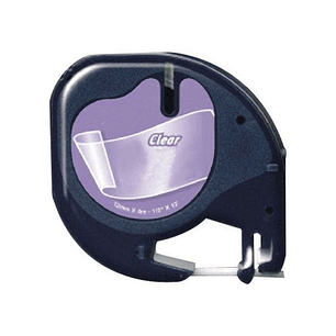 Dymo LetraTag S0721530 Cinta de Etiquetas Generica para Rotuladora - Texto negro sobre fondo transparente - Ancho 12mm x 4 metros (12267)