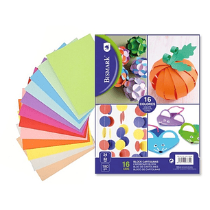 Bismark Pack de 16 Cartulinas 180 g/m² - Tamaño 24 x 32cm - Colores Surtidos