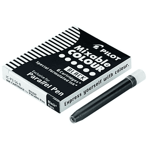 Pilot Pack de 6 Recargas para Pluma Estilografica Parallel - Capacidad 1ml - Color Negro
