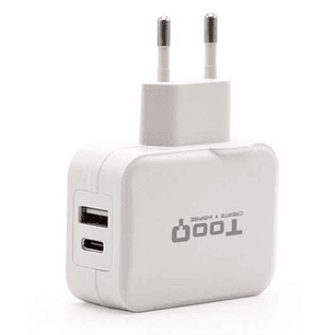 Tooq Cargador de Pared USB 2.0, USB-C - Color Blanco