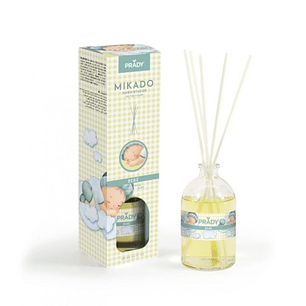 Prady Ambientador Mikado Bebe - Frasco de Cristal 100 ml y Varitas Difusoras