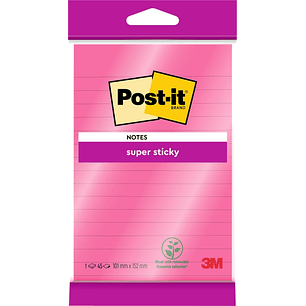 Post-It Super Sticky Bloc de 45 Notas Adhesivas Reposicionables - Forma Rectangular - 101x152mm - Color Rosa