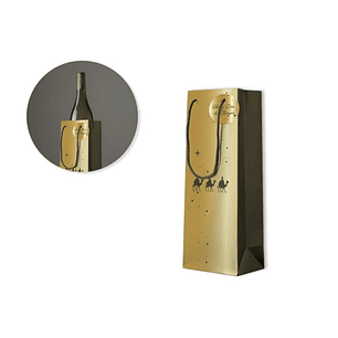 Bismark Bolsa de Papel Reyes Magos para Botellas - Medidas 12x37x10cm - Tarjeta para Personalizar - Color Oro