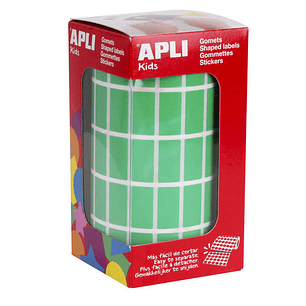 Apli Gomets Rectangulares Verdes - 20x10mm - 59 Hojas Pretroqueladas - 3540 Gomets por Rollo - Ideal para Actividades Infantiles - Cumple Normas EN-71