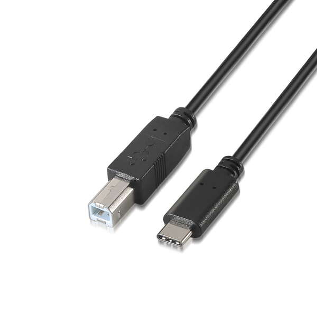 Aisens Cable USB 2.0 Impresora 3A - Tipo USB-C/M-B Macho - 2.0m - Color Negro 1