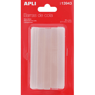 Apli Pack de 10 Barras de Adhesivo Termofusible Ø11mmx10cm - Compatible con Pistolas Ø11mm - Precision y Limpieza